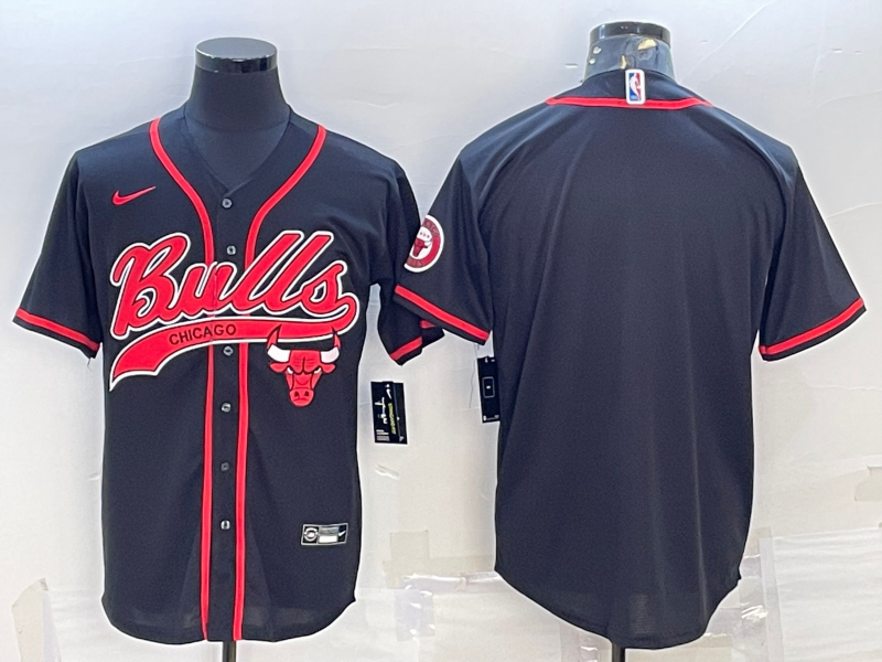 Men's Chicago Bulls Blank Black Cool Base Stitched Baseball Jersey Men's Chicago Bulls Blank Black Cool Base Stitched Baseball Jersey